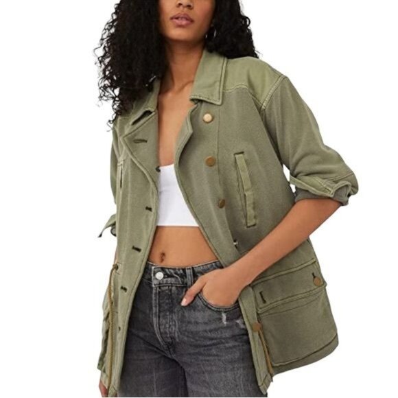 Free People Saturday Utility Jacket in Sweet Sage Size XS - Picture 1 of 14